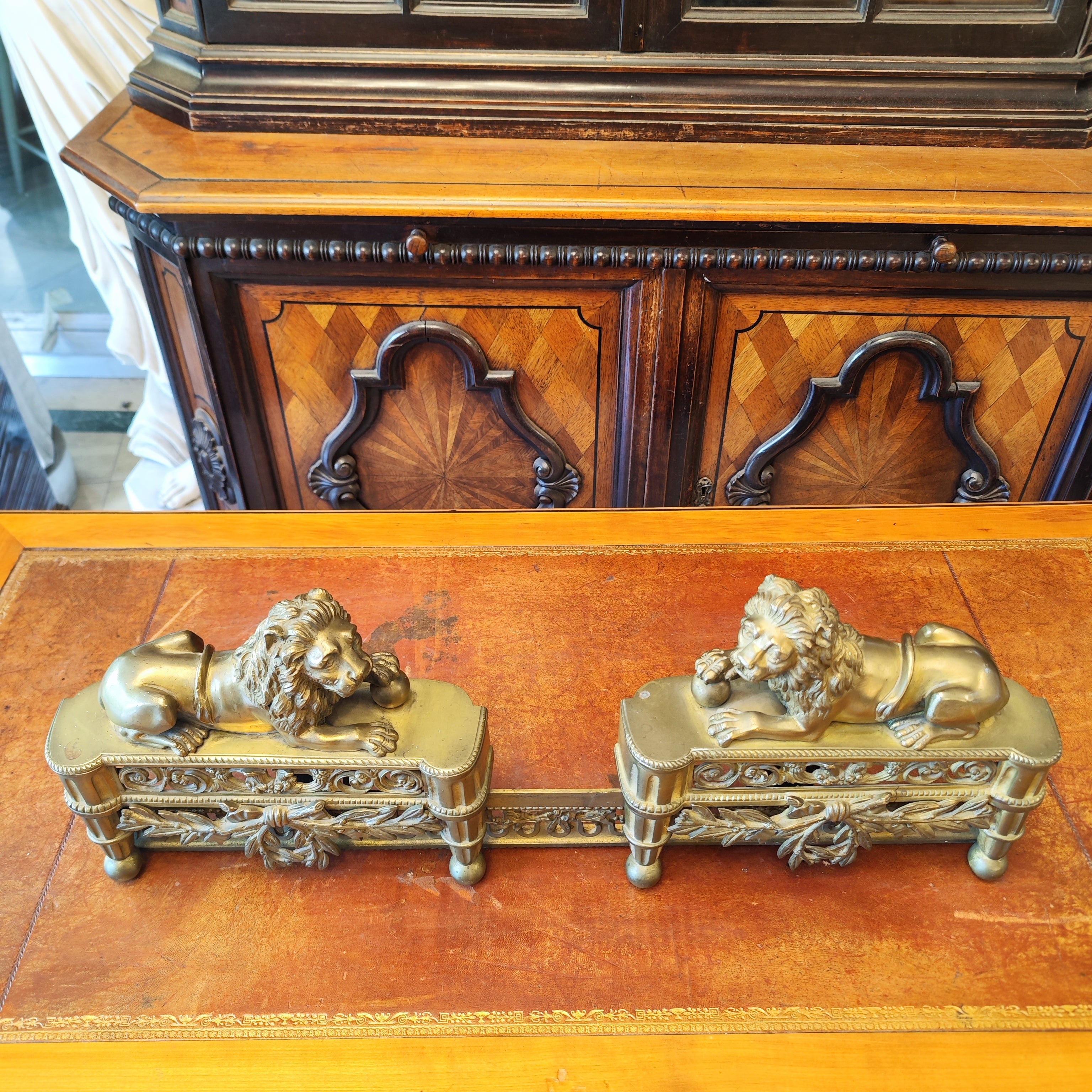 Par de morrilos de leones en bronce. Francia SXIX