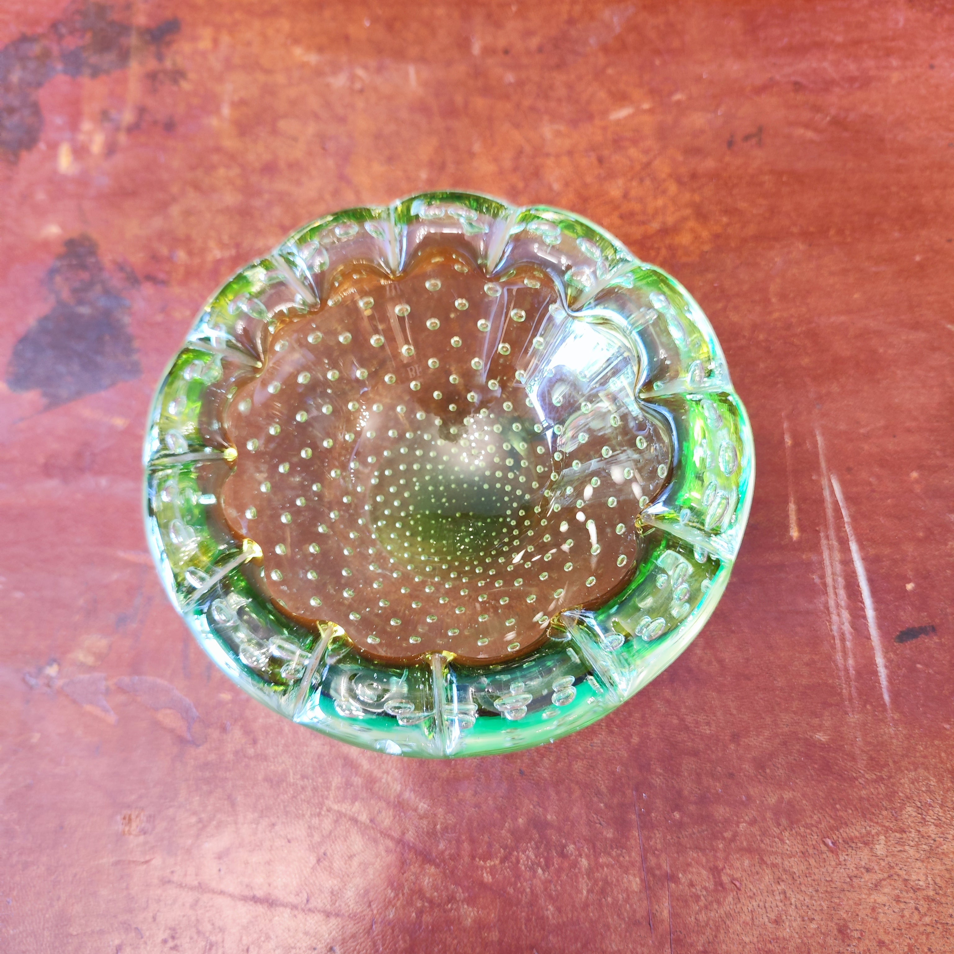 Cenicero Yungay verde lima burbujitas. Chile SXX