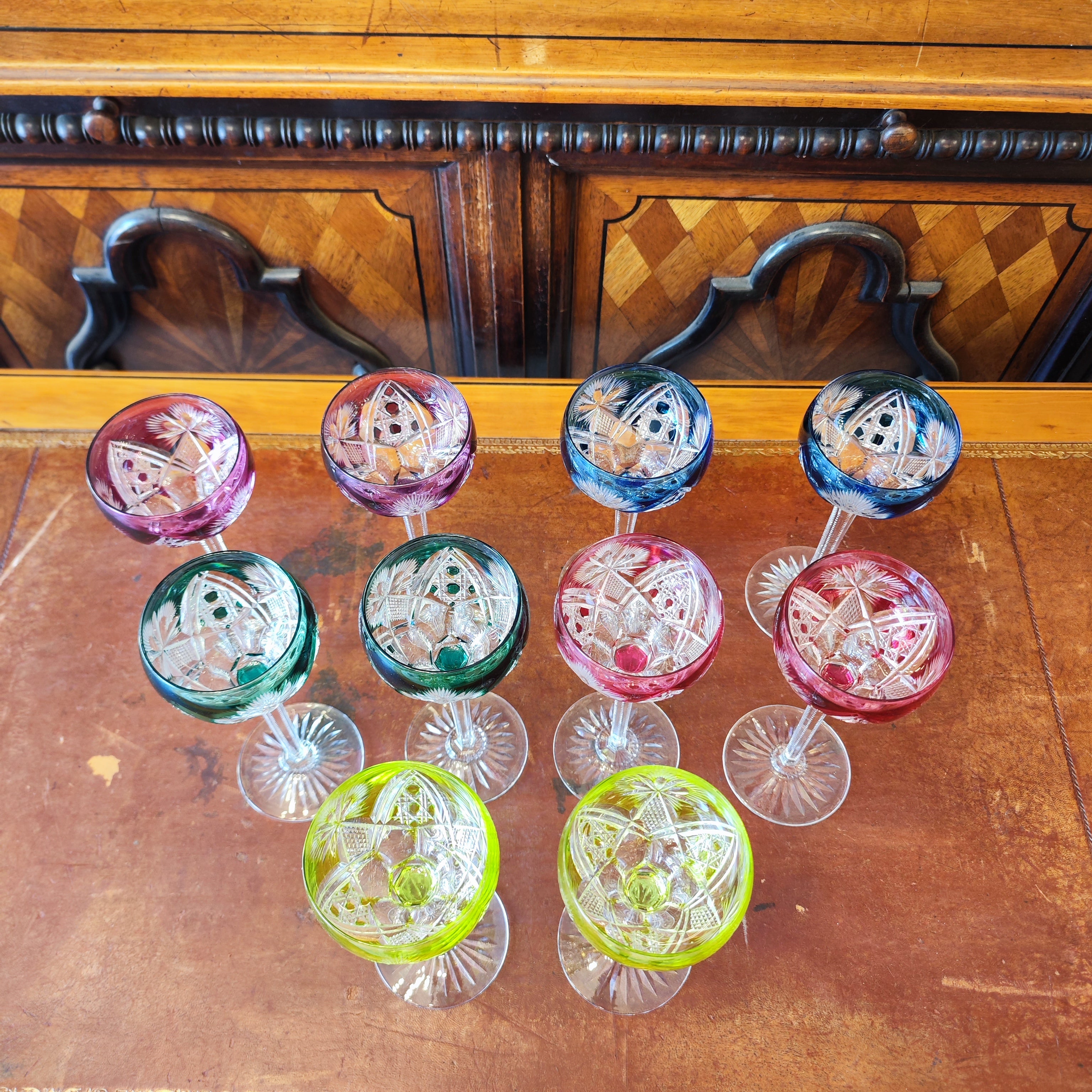 Juego de diez copas cristal Frances. Francia SXX