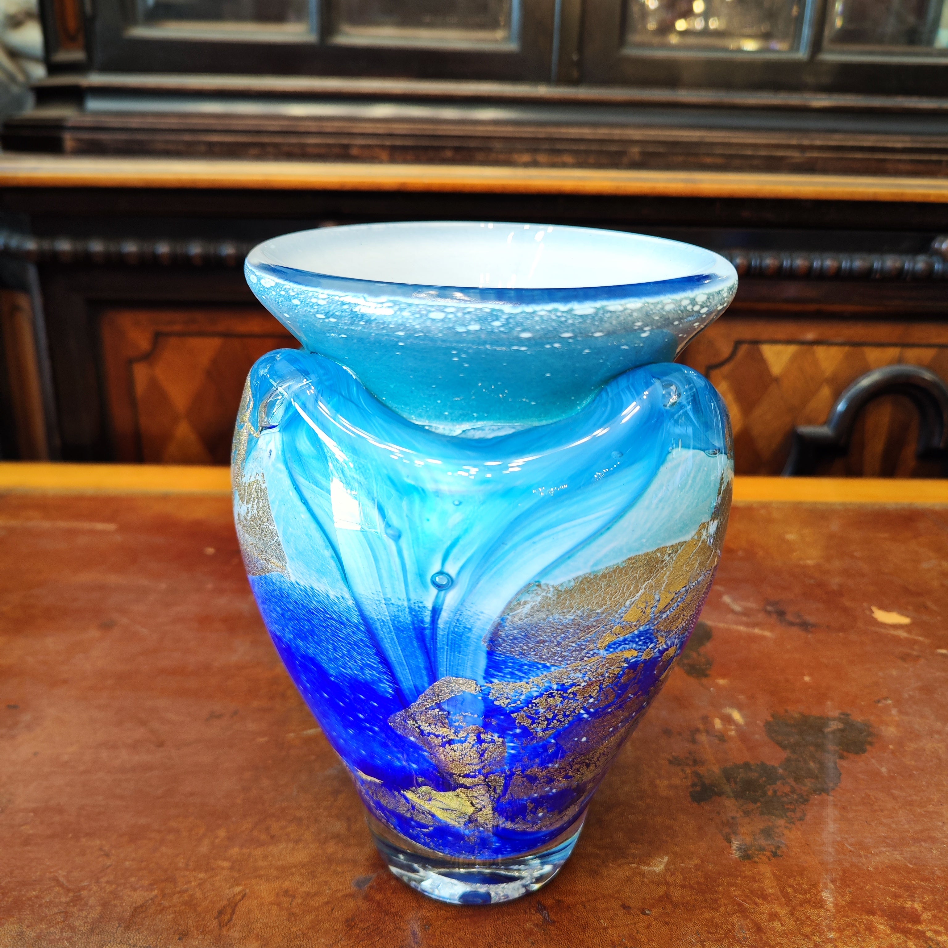 Jarrón vidrio soplado firma GLAMBIU. Francia SXX