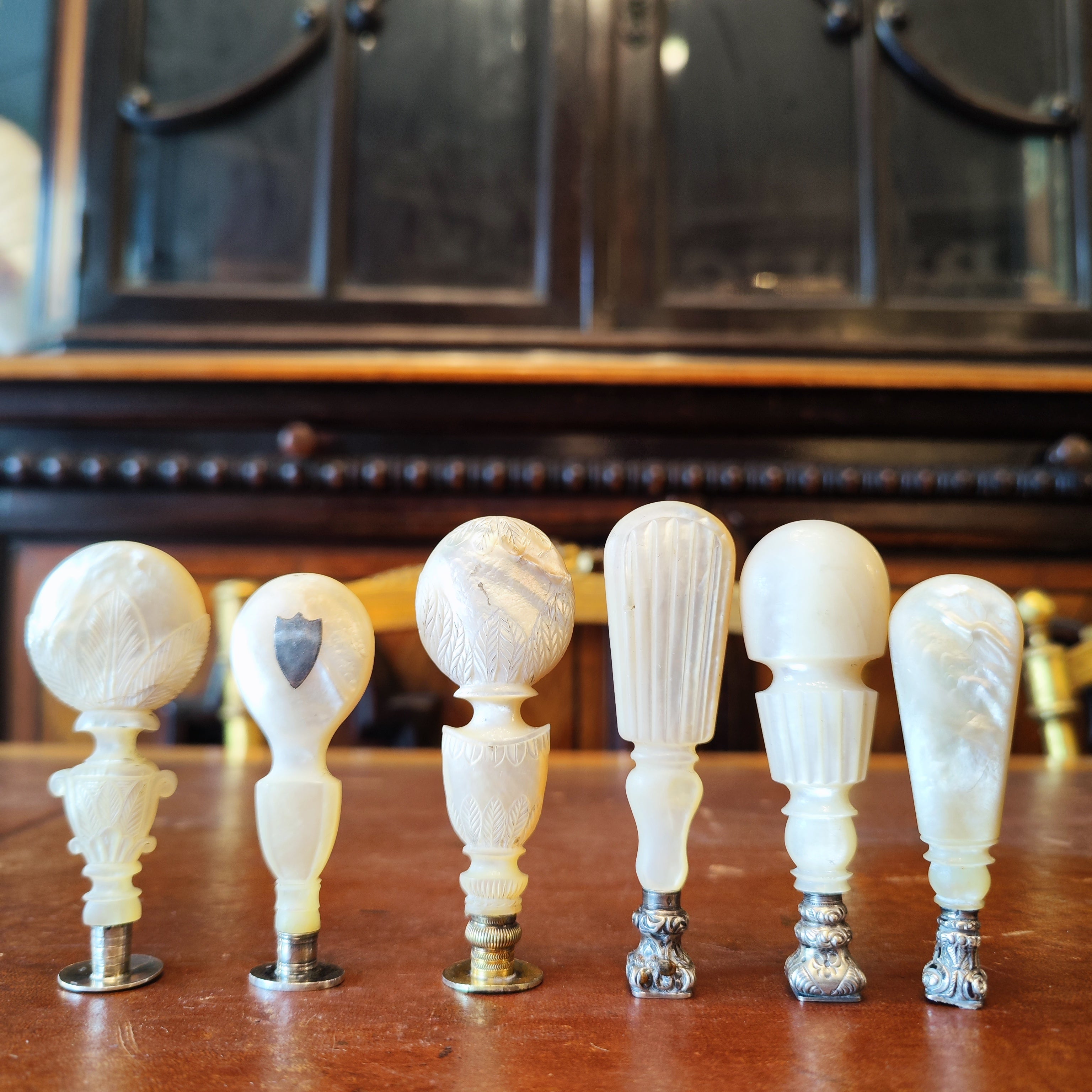 Juego de seis sellos en nácar franceses. Luis Felipe SXIX