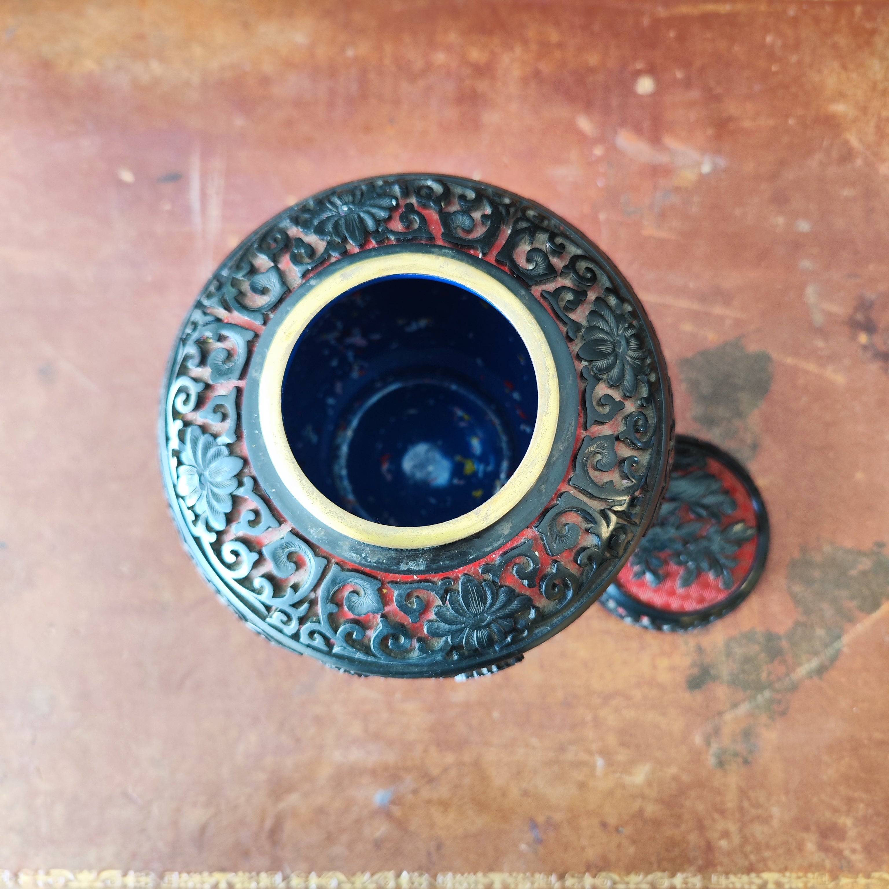 Jarron de jengibre laca china cinnabar. China SXIX