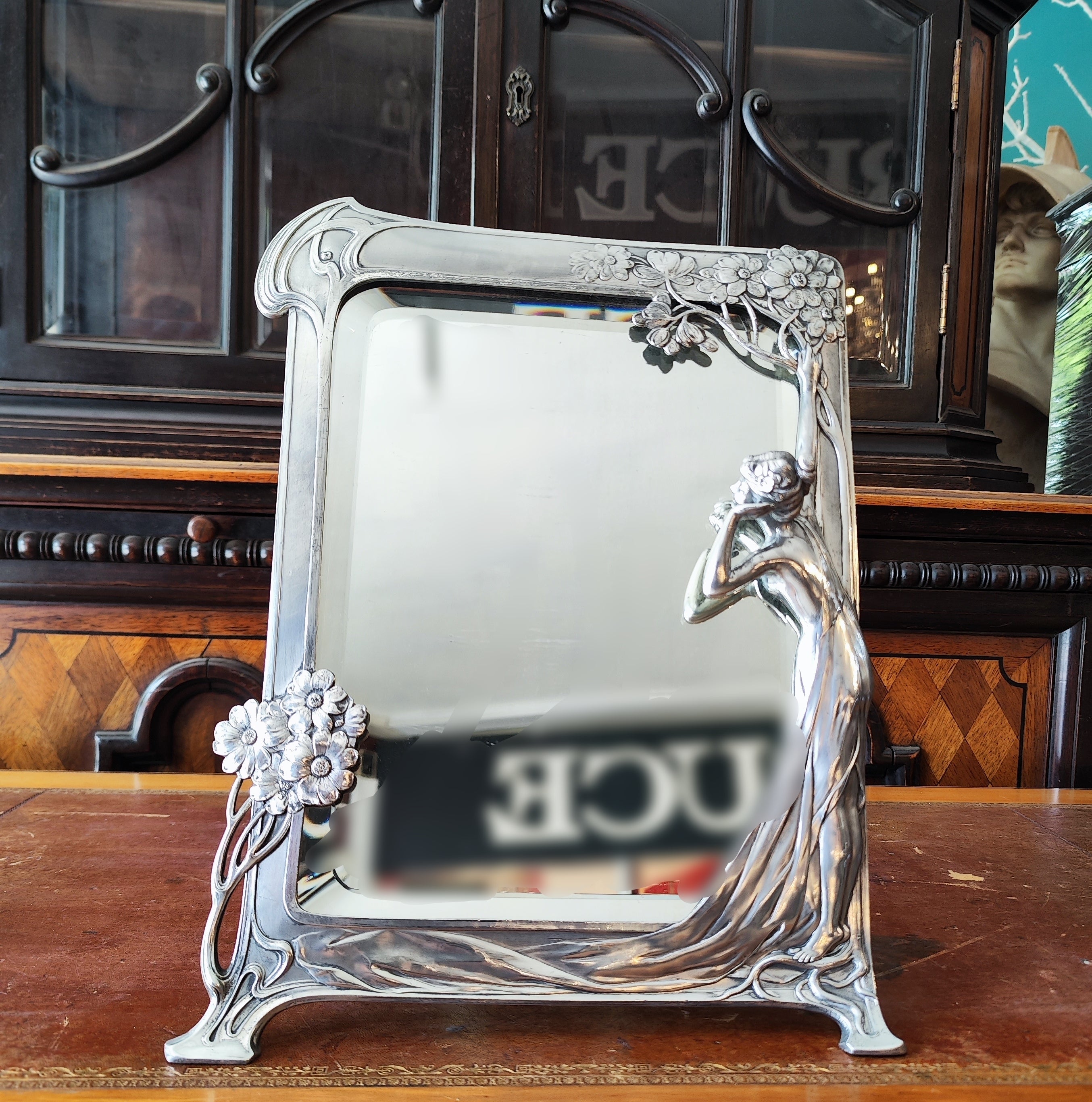 Espejo WMF "primer cuco" época Art Nouveau. Alemania SXX