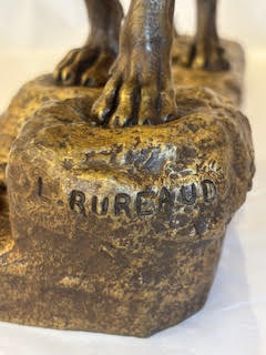 Perro firma L.BUREAU de bronce. Francia SXIX