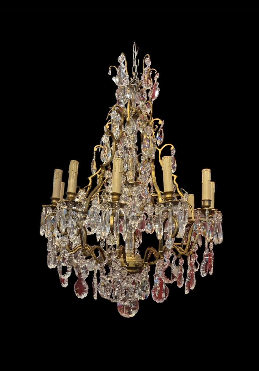 Importante lampara de lagrimas estilo Luis XV. Francia SXIX