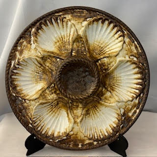 Juego de platos ostras mayólica Francia SXIX