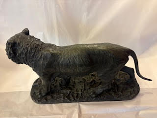 Tigre firma Christophe Fratin de bronce. Francia SXIX