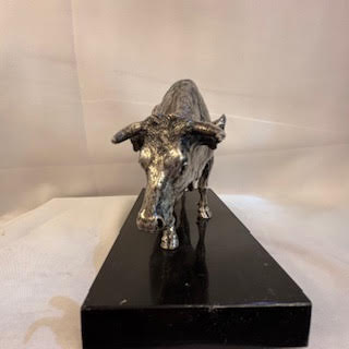 Christofle-Escultura Vaca en bronce plateado. Francuia SXX0