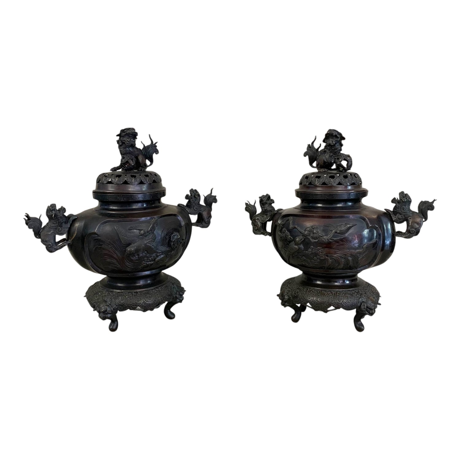 Par de sahumadores japoneses Meiji. SXIX