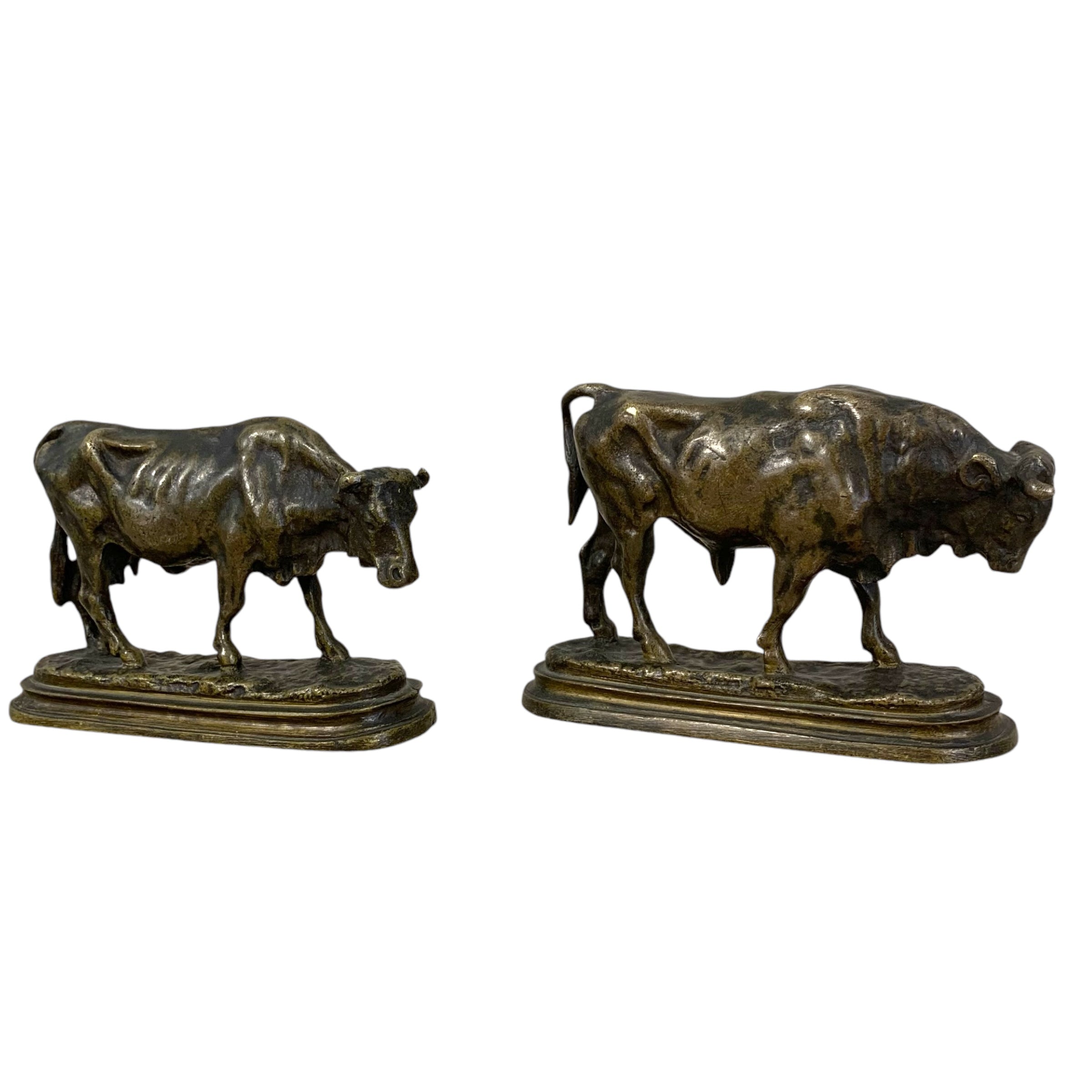 Vaca y toro en bronce. Isidore-Jules Bonheur (1827-1901)