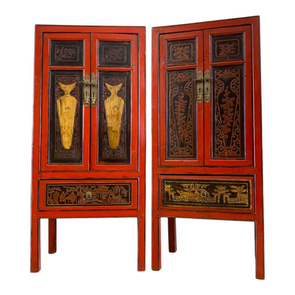 Par de gabinetes chinos laqueados. China. SXIX