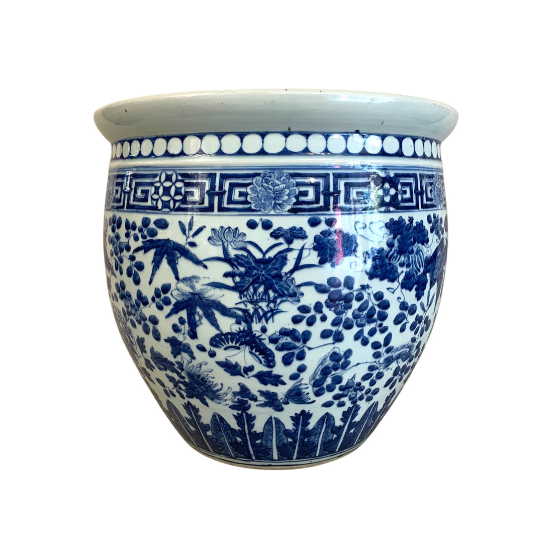 Jardinera japonesa blanca y azul. SXIX