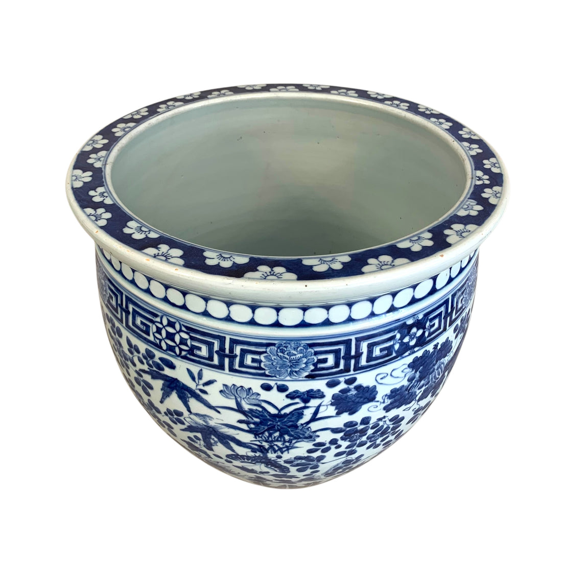 Jardinera japonesa blanca y azul. SXIX