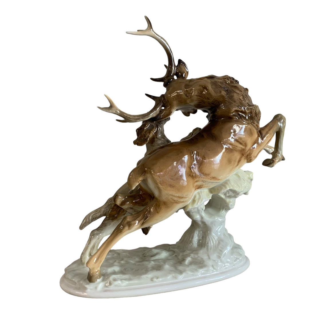 Figura alemana Hutschenreuther porcelana "ciervo y perro" SXX