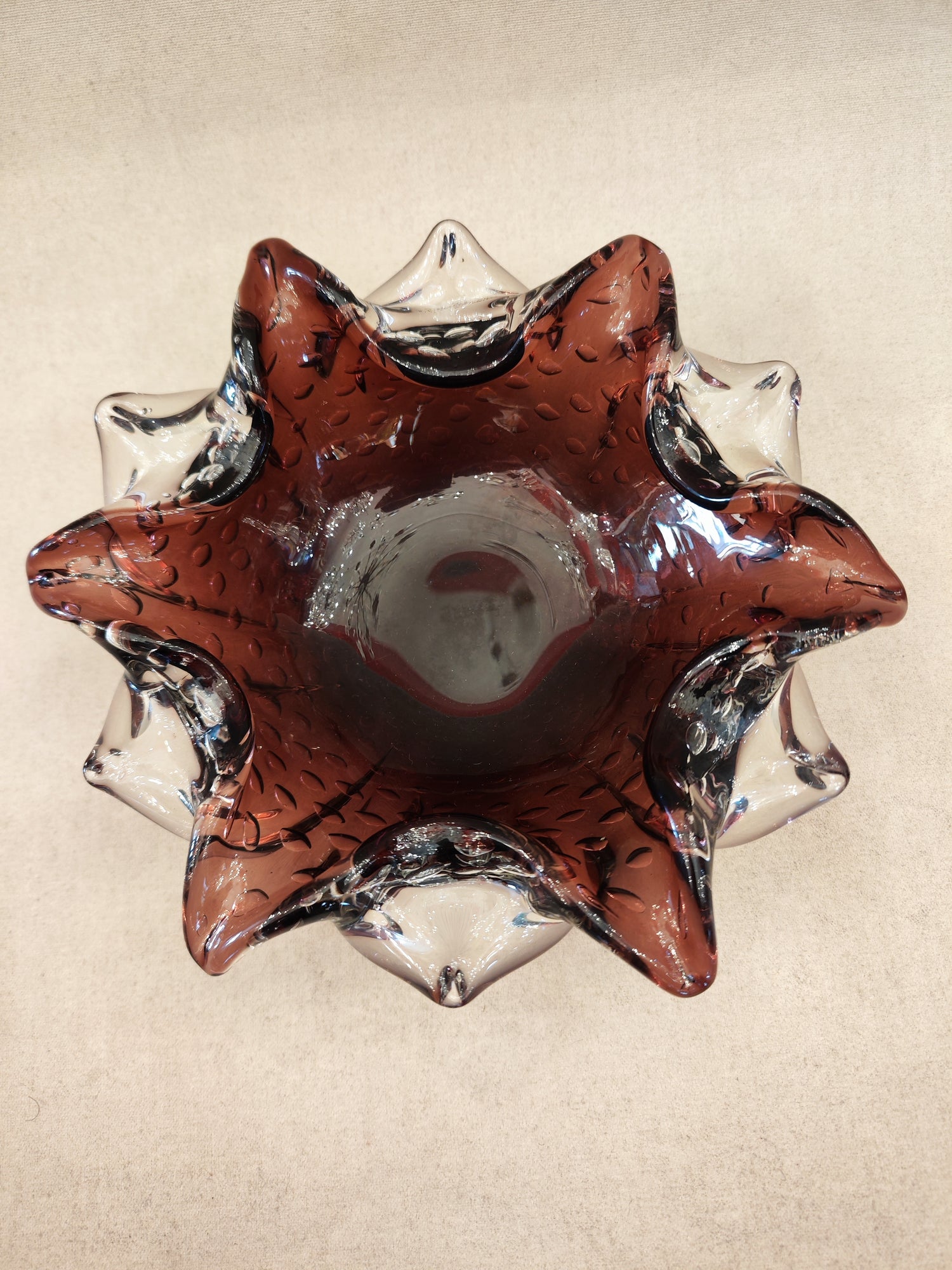Centro de mesa Murano forma orgánica. Italia. SXX