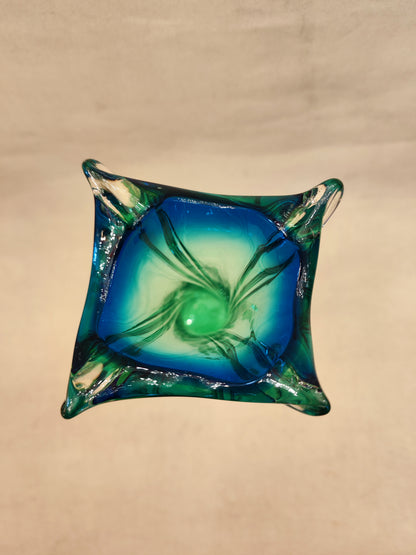 Florero Murano verde y azul. Italia. SXX