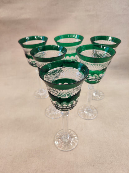 Juego de 6 copas verdes francesas. SXX