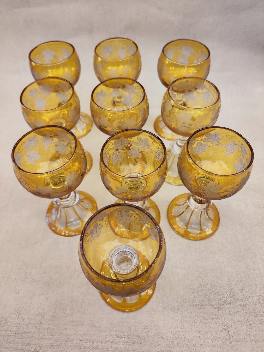 Juego de 9 copas de licor Bohemia. Alemania SXX
