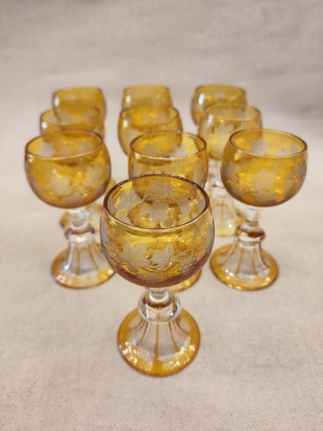 Juego de 9 copas de licor Bohemia. Alemania SXX