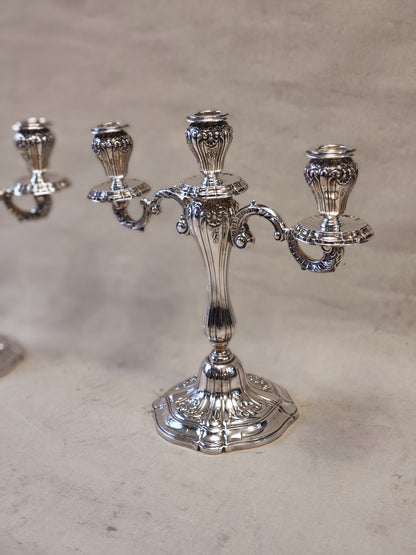 Par de candelabros peruanos plata Camusso. SXX