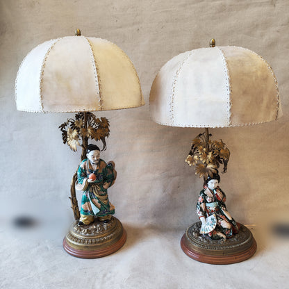 Par de lámparas porcelana Kutani. Japón. SXIX