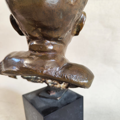 Busto bronce niño francés firmado. Francia. SXIX