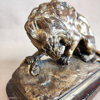 Leon de bronce. Victor Chemin (1823-1901). Francia. SXIX