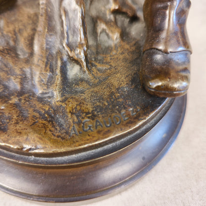 Escultura de bronce de soldado firmado Adrien Gaudez (1845-1902). Francia SXIX