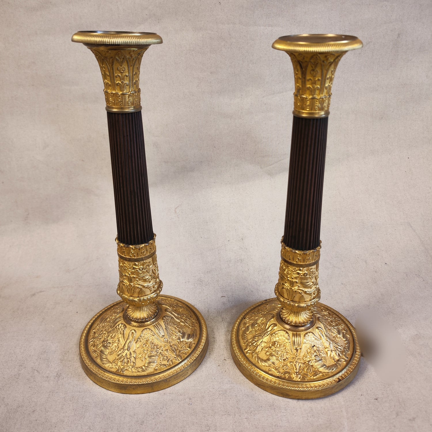 Par de candelabros bronce época Napoleón III. Francia SXIX