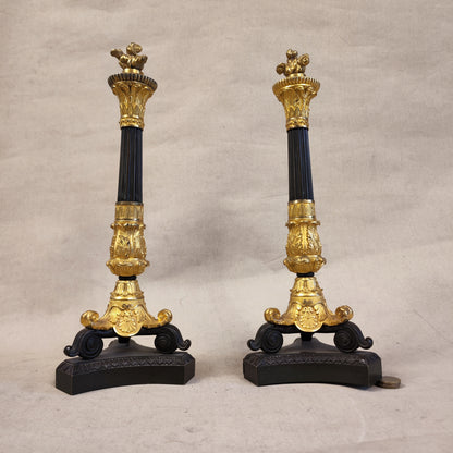 Par de candelabros de bronce franceses época Napoleón III. SXIX
