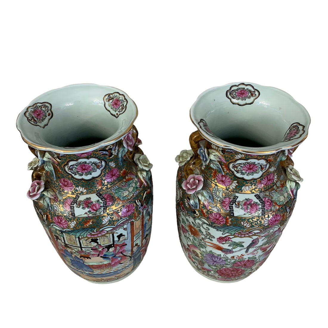 Par de jarrones chinos familia rosa SXVIII