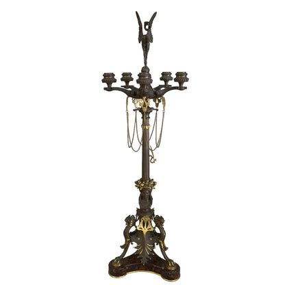 Par de candelabros franceses de bornce Estilo Neo-pompeyano . SXIX