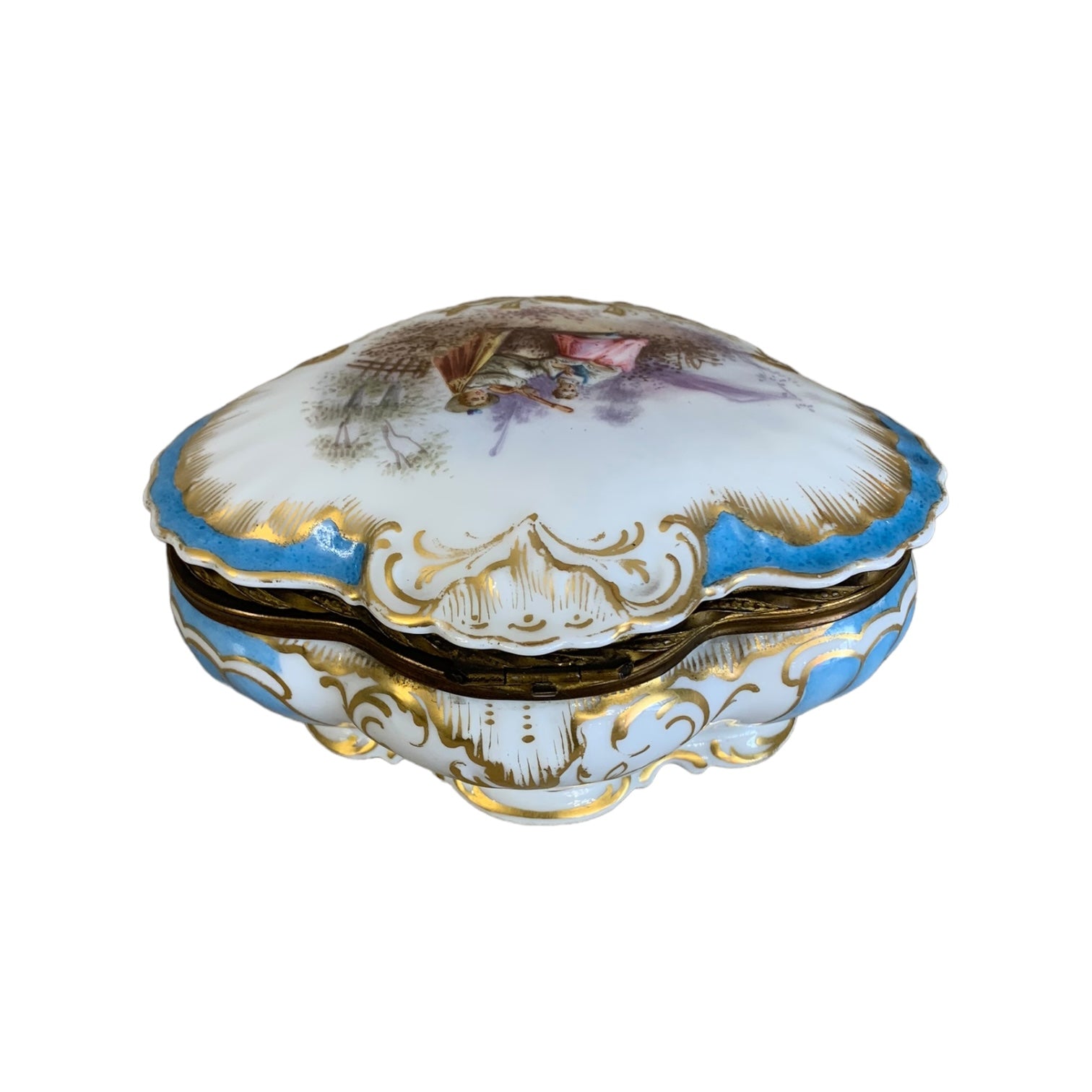 Caja de porcelana francesa M R Limoge. SXIX