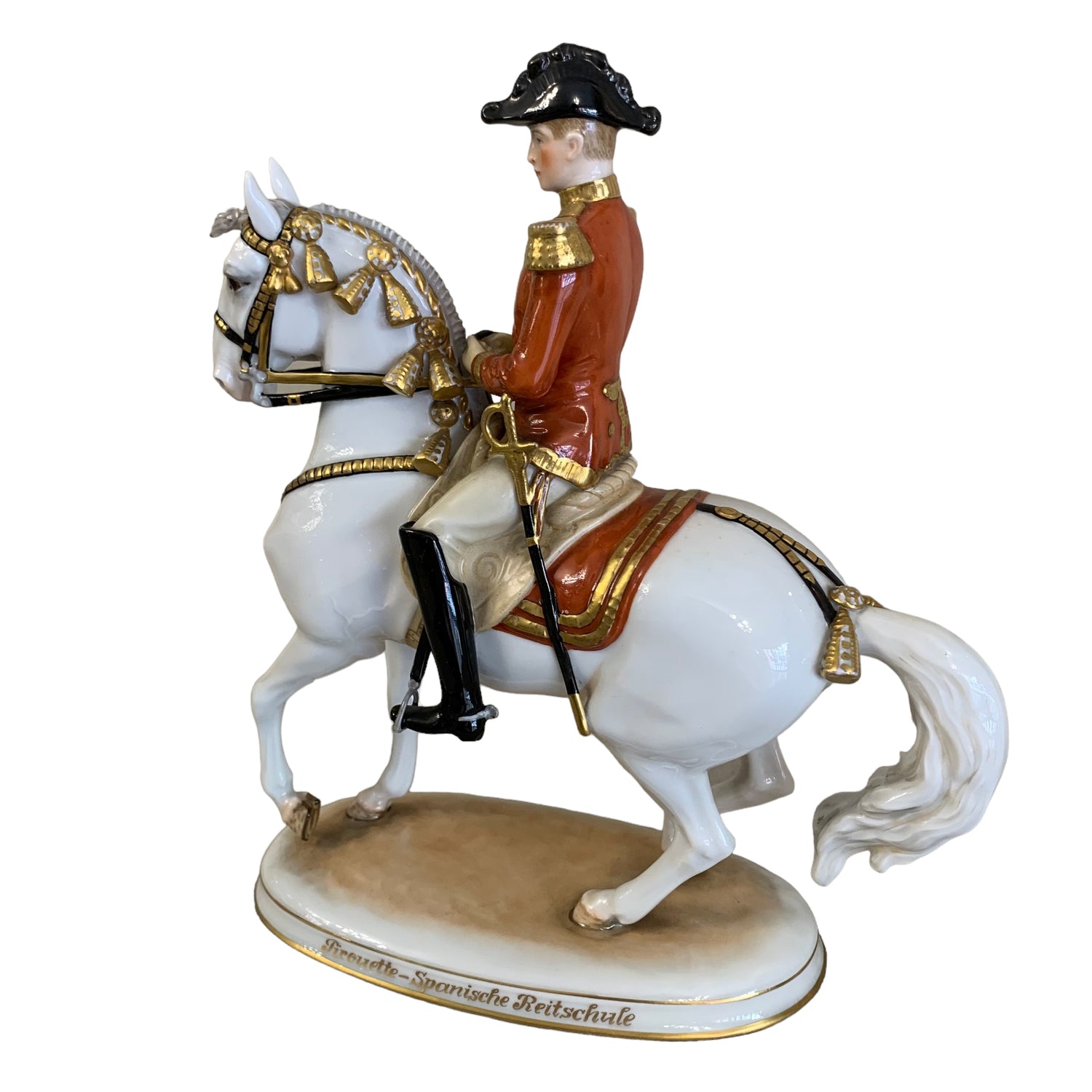 Figura de porcelana belga &quot;Escuela española de Equitación&quot;. SXIX