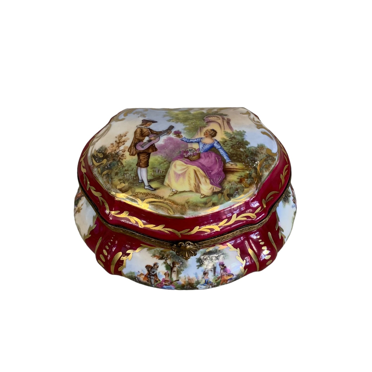 Joyero de porcelana francesa sellado Sevres M A. SXIX