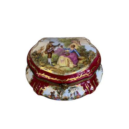 Joyero de porcelana francesa sellado Sevres M A. SXIX