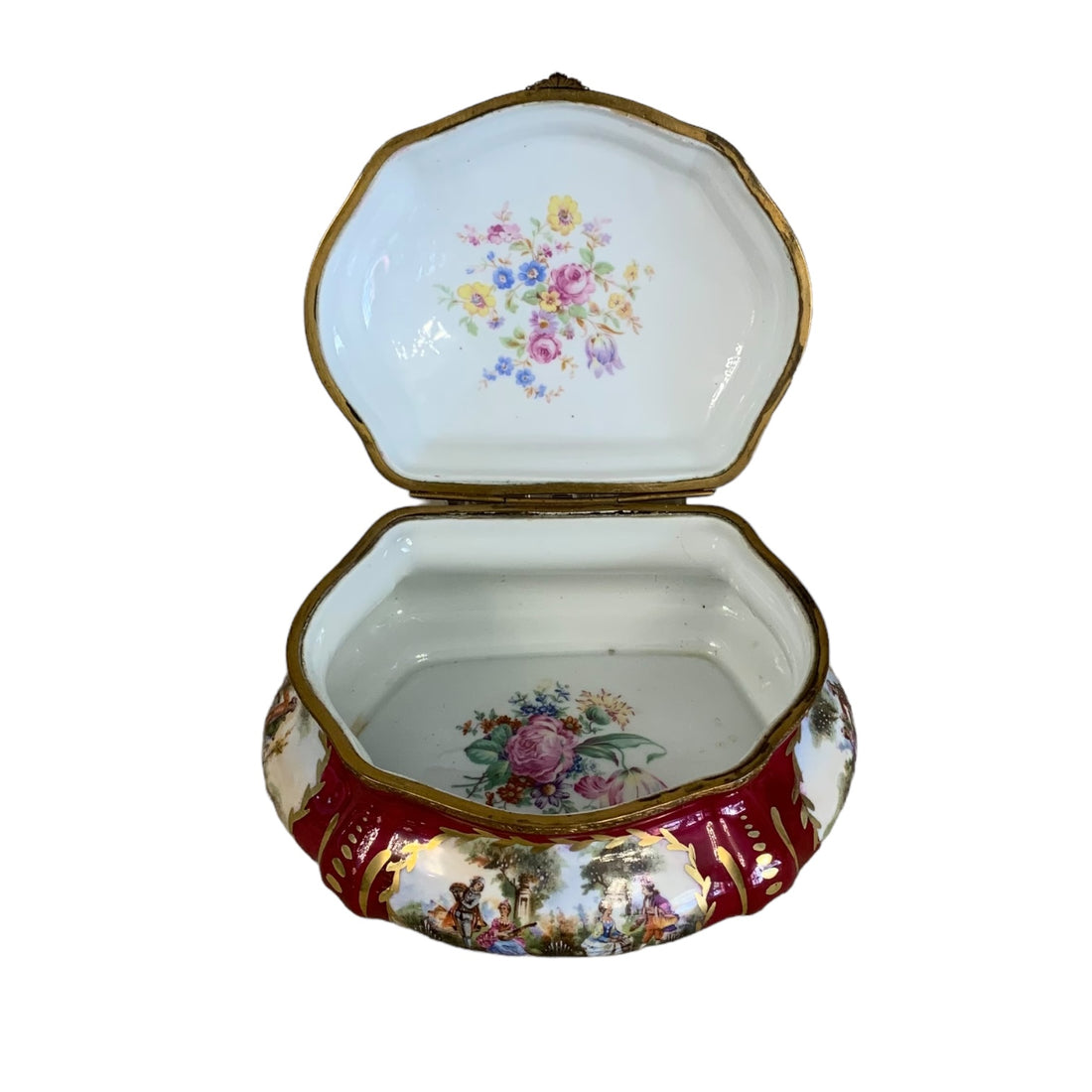 Joyero de porcelana francesa sellado Sevres M A. SXIX