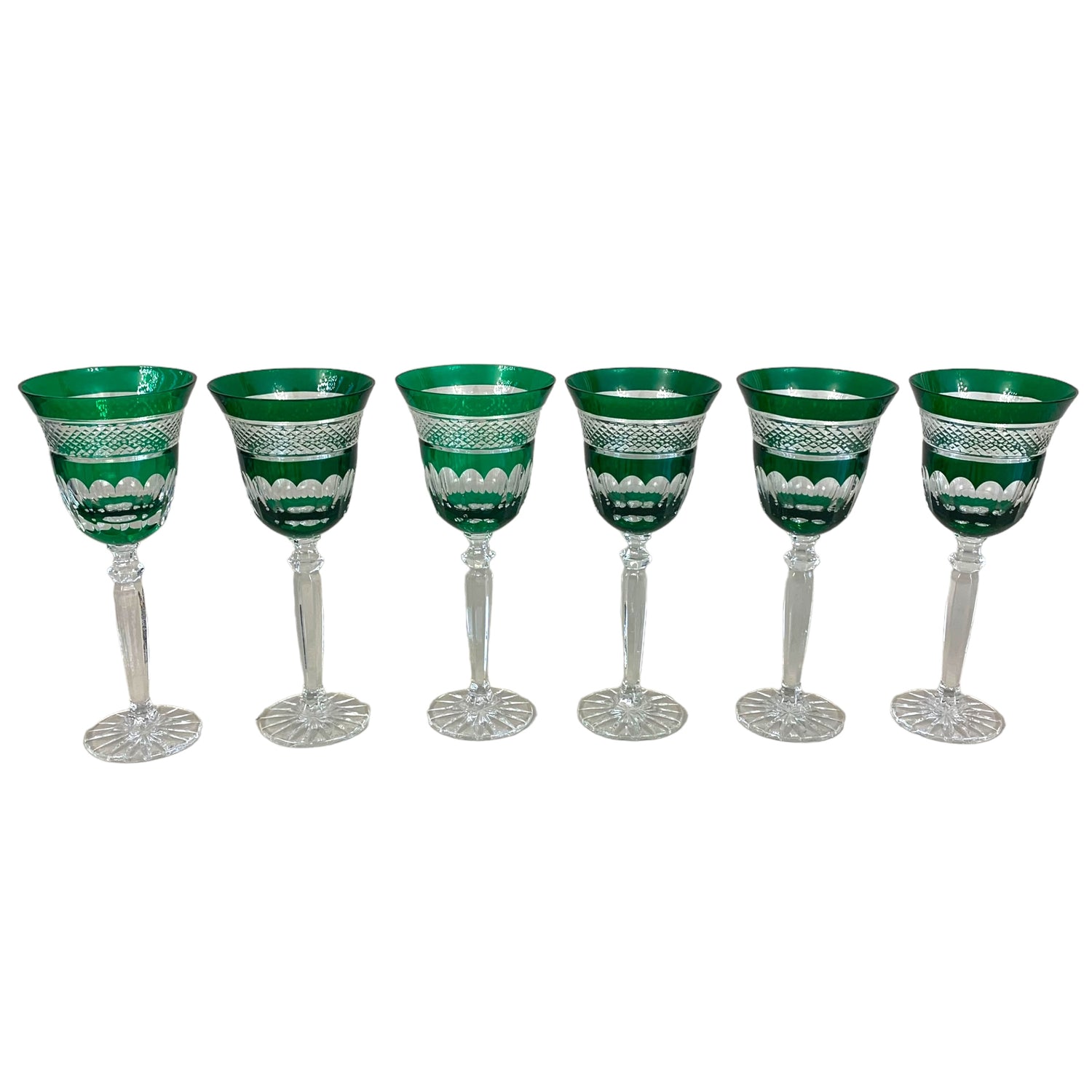 Set de 6 copas verdes francesas. SXX