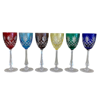 Set de 6 copas de cristal cortado firmadas Sevres. SXX