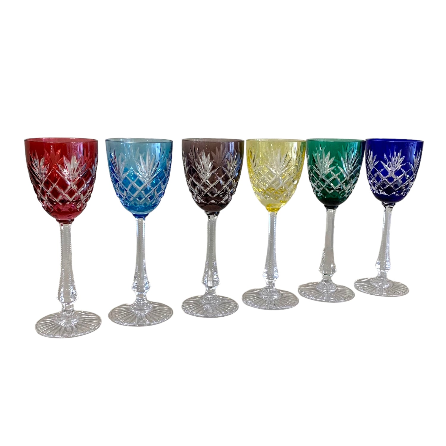 Set de 6 copas de cristal cortado firmadas Sevres. SXX