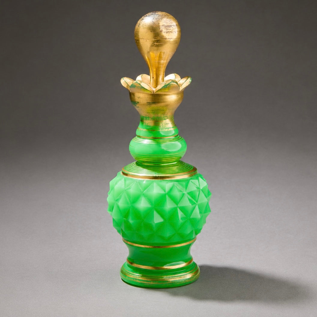 Espectacular juego de seis piezas de opalinas verde esmeralda época Napoleón III. Francia SXIX