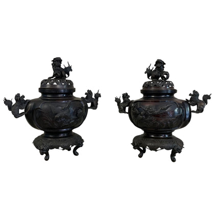 Par de sahumadores japoneses Meiji. SXIX