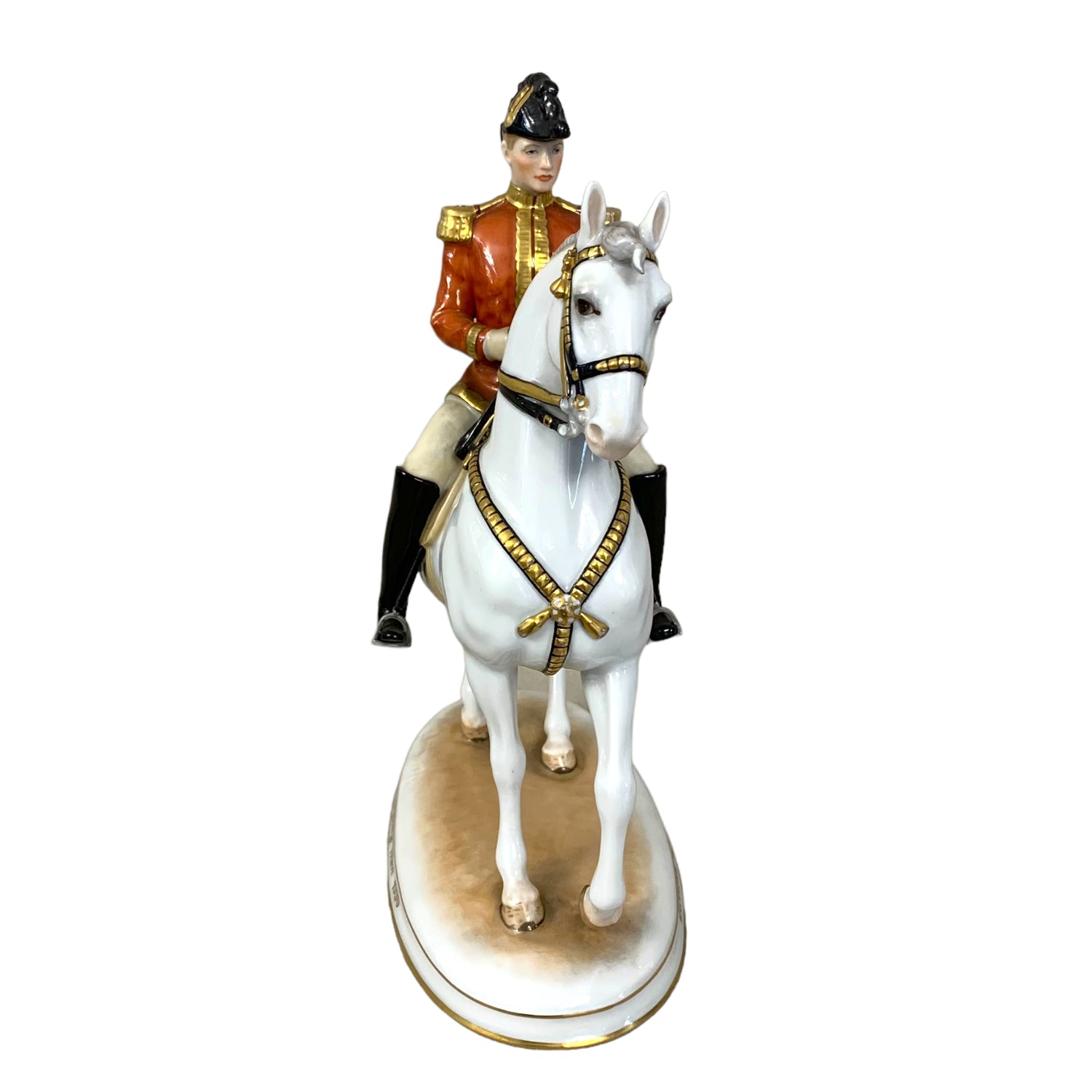 Figura de porcelana belga &quot;Escuela española de Equitación&quot;. SXIX