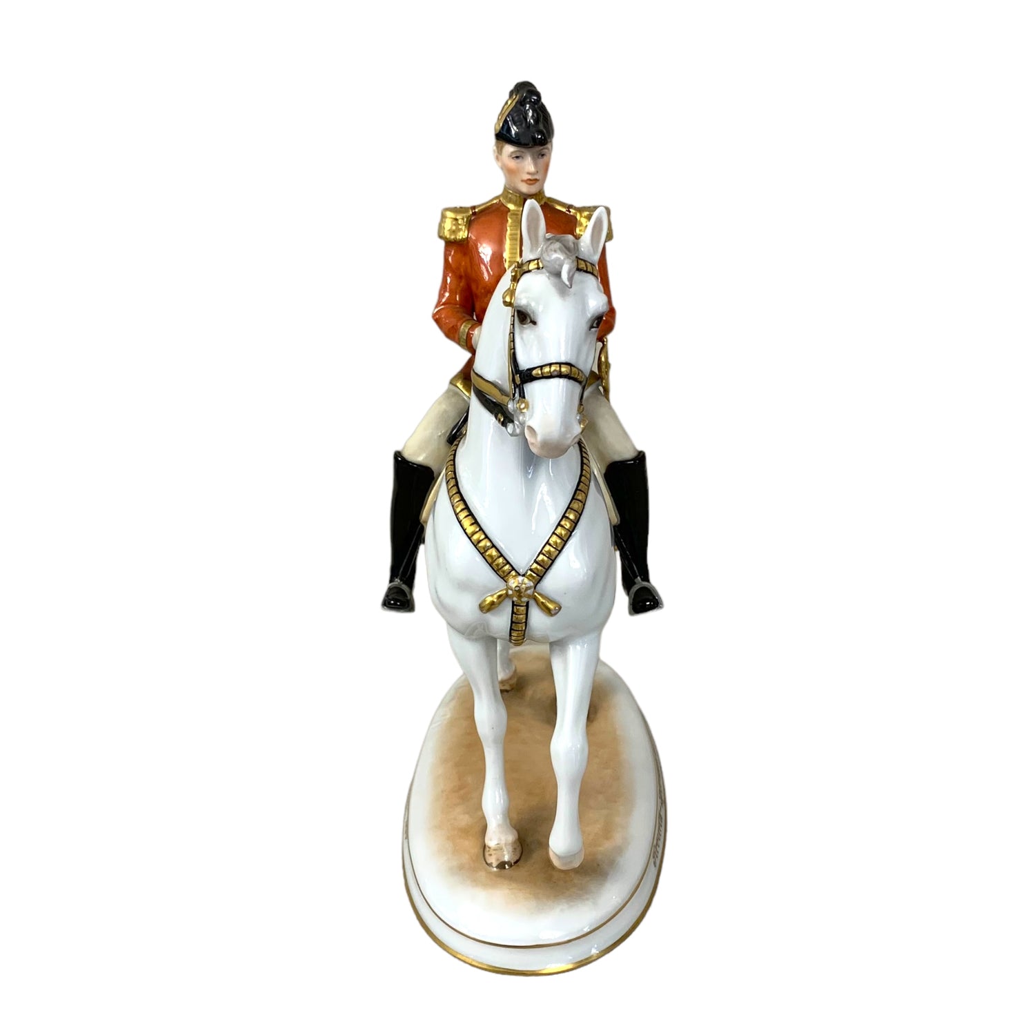 Figura de porcelana belga &quot;Escuela española de Equitación&quot;. SXIX