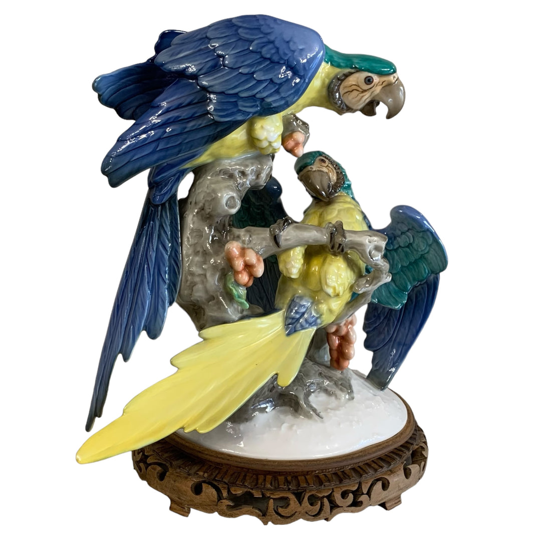 Figura par de loros porcelana alemana Hutschenreuther. Año 1950