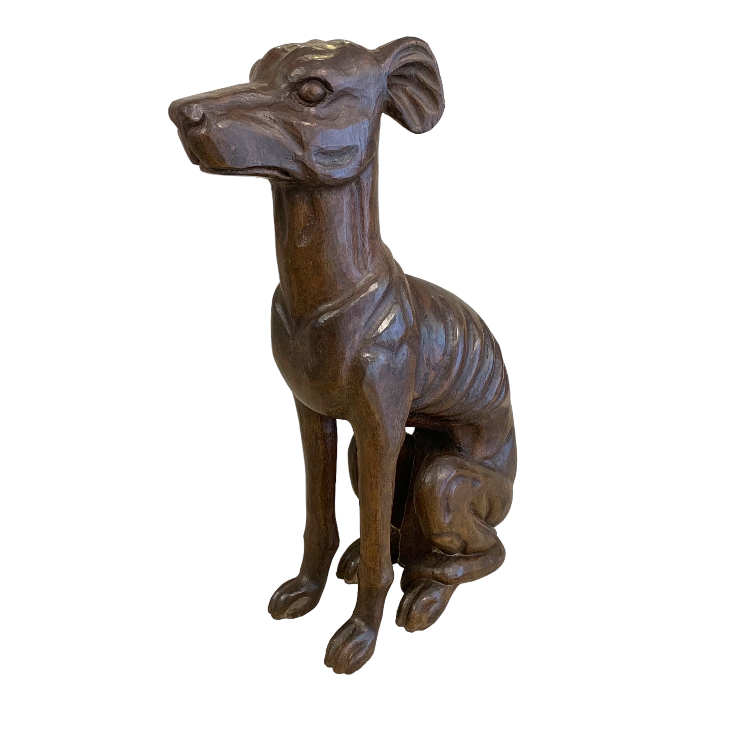 Perro galgo de madera. SXIX