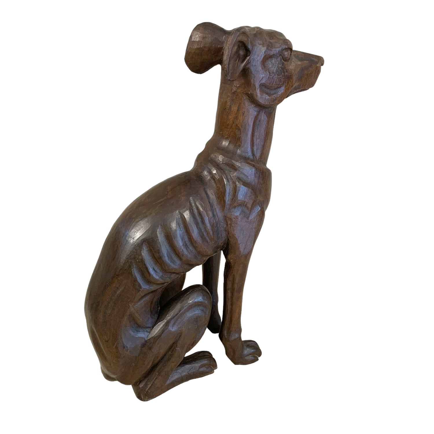 Perro galgo de madera. SXIX