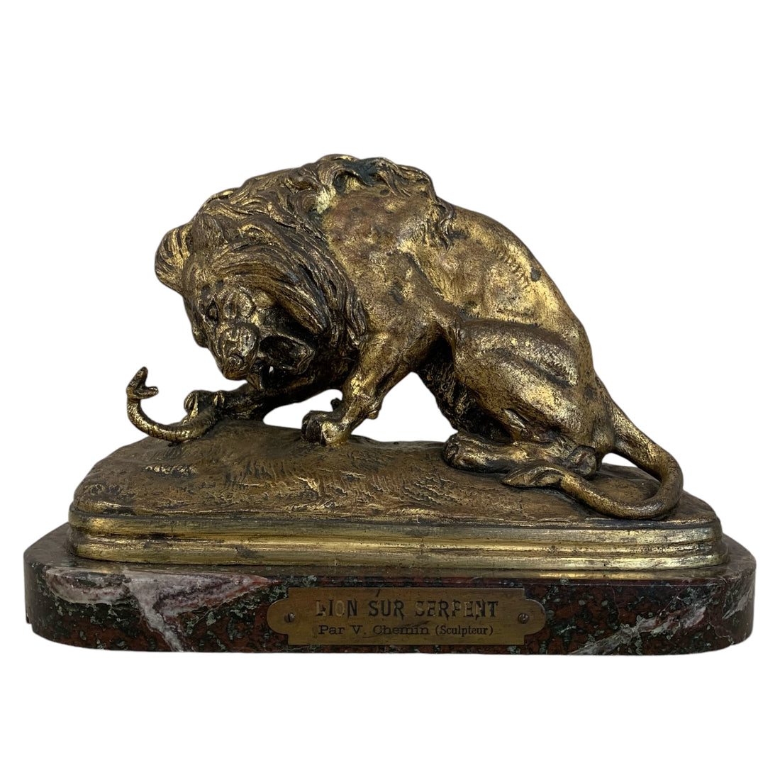 Leon de bronce. Victor Chemin (1823-1901). Francia