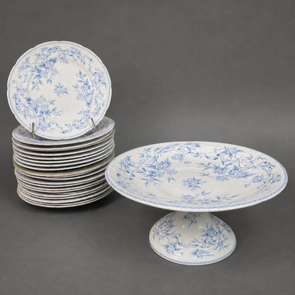 Vajilla de postre de porcelana P.P. Fabrik. Noruega SXIX