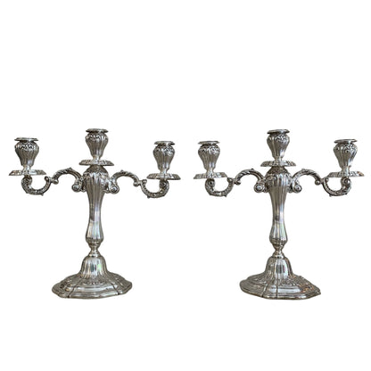 Par de candelabros peruanos plata Camusso. SXX